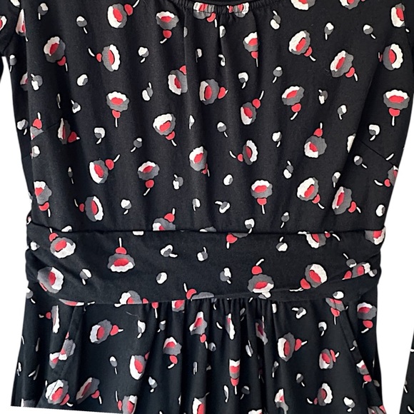 BODEN NWOT ABIGAIL LONG SLEEVE FLORAL DRESS BLACK RED GRAY | SIZE: 4 - Picture 4 of 11